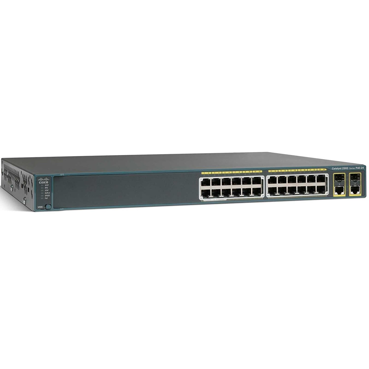 Cisco Catalyst 2960 Plus 24 10/100 PoE + 2 T/SFP LAN Lite, WS-C2960+24PC-S